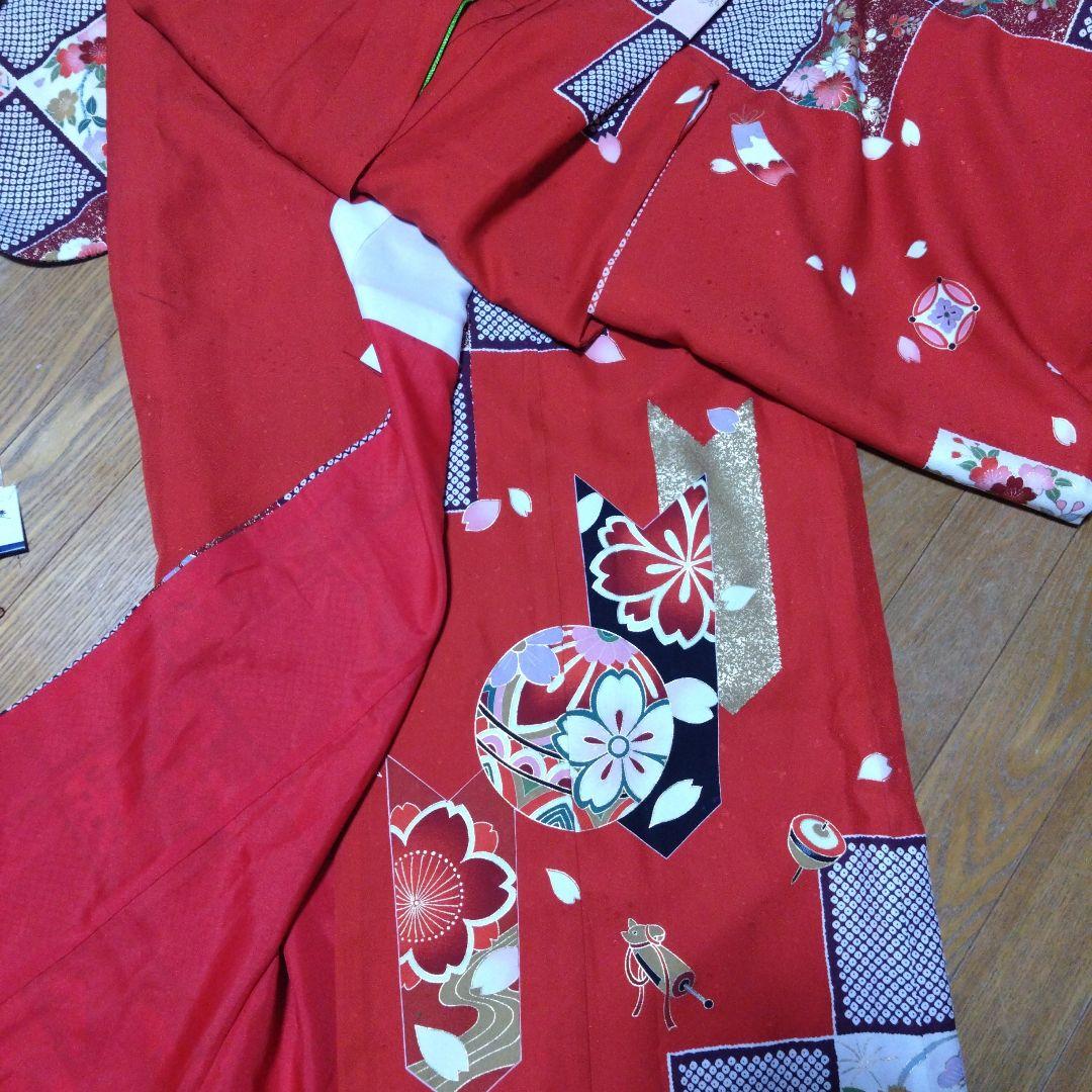 選べる色★七歳★上品★鹿の子と花の格子柄★着物セット