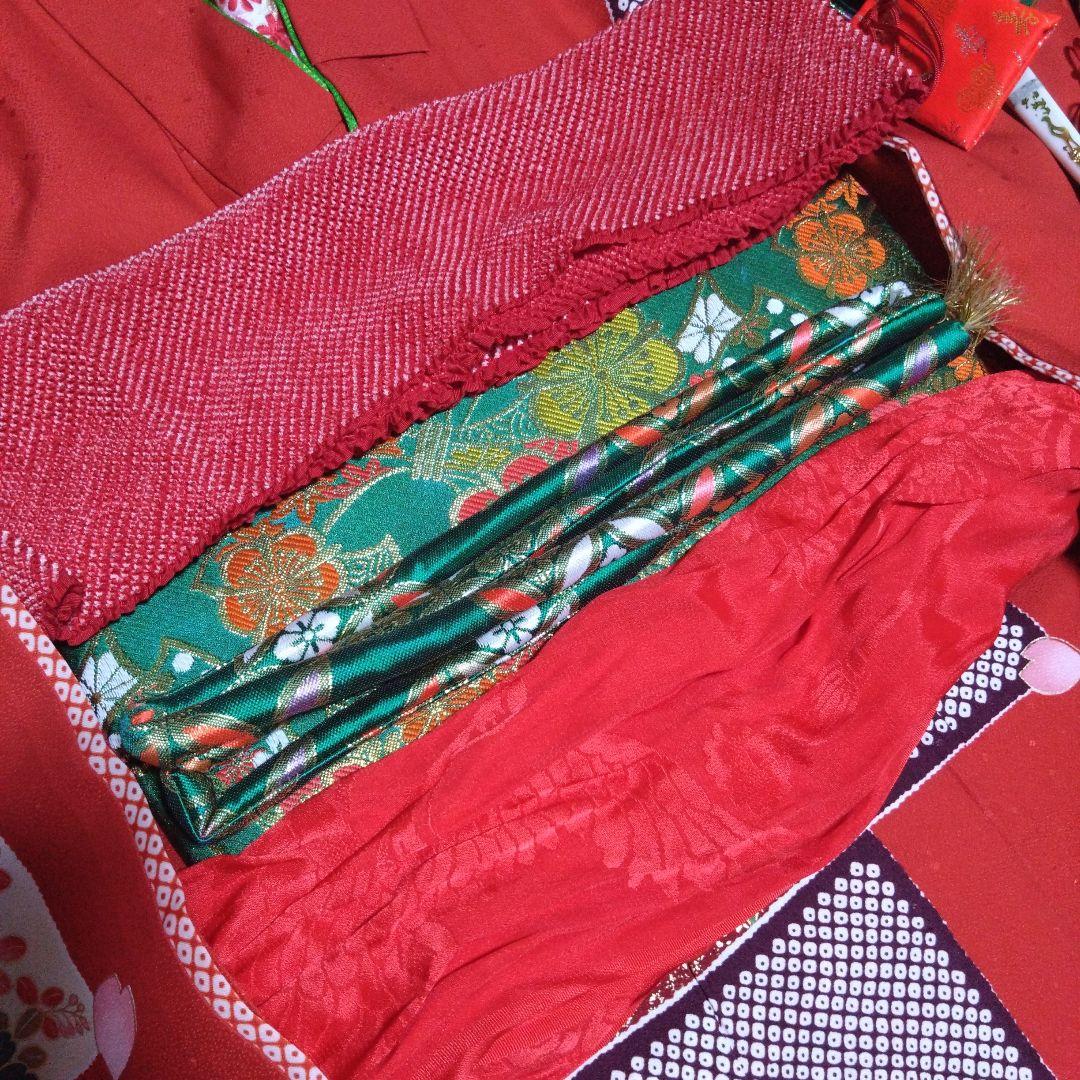 選べる色★七歳★上品★鹿の子と花の格子柄★着物セット