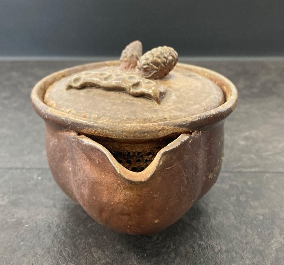 値下げ！備前焼 宝瓶 登り窯 松ぼっくり　手びねり 急須 陶磁器　煎茶　茶器