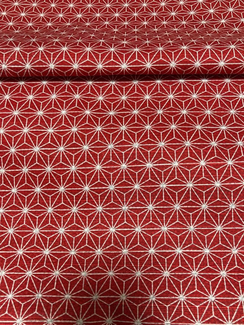 浴衣　反物　両面染め　青海波　麻の葉　紺×赤