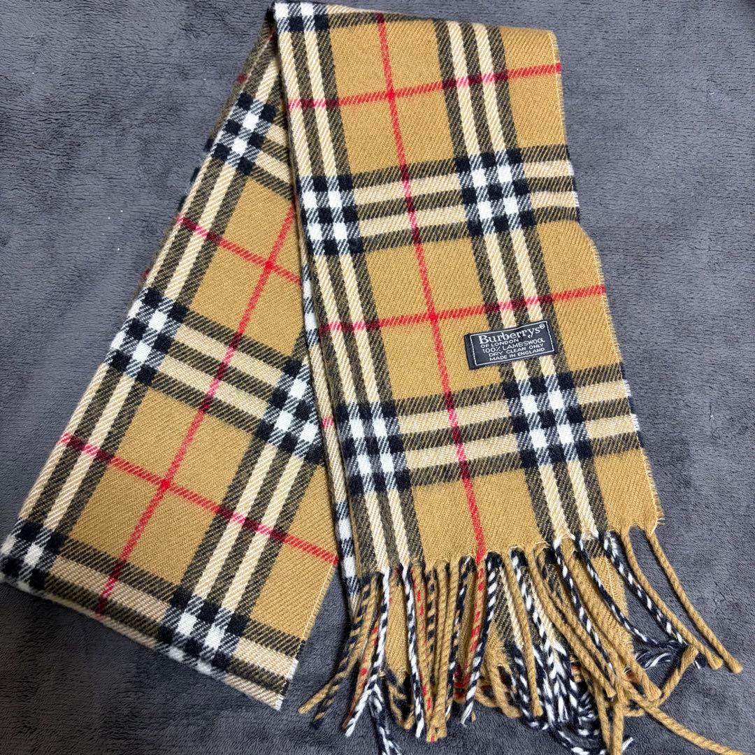 英国製　Burberry バーバリー ノバチェック マフラー ラムウール100%