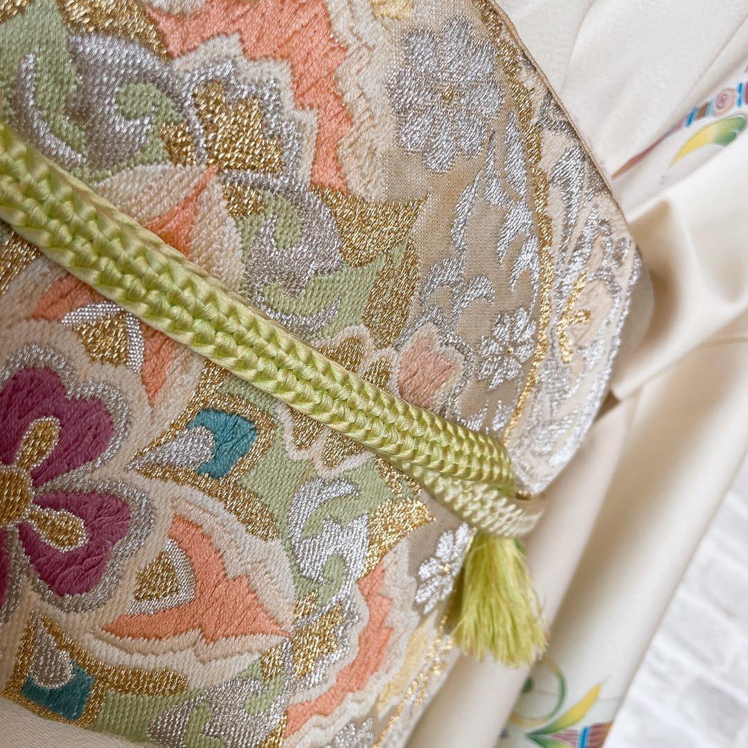 訪問着　フルセット　西洋柄　オフホワイト　金彩加工　着物　Q5