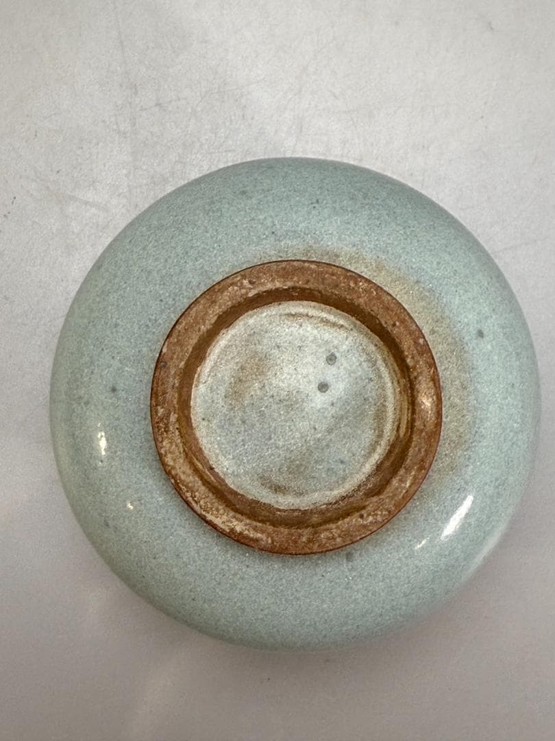 中国美術 澱青釉 紫紅斑 水盂 高さ9.6cm 小壷 茶入 DT075