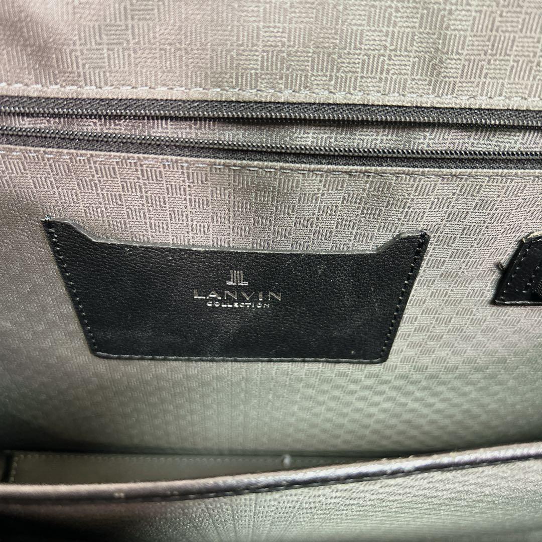 LANVIN ダレスバッグ 本革 2way レザー ブラック 黒 自立 鍵付き