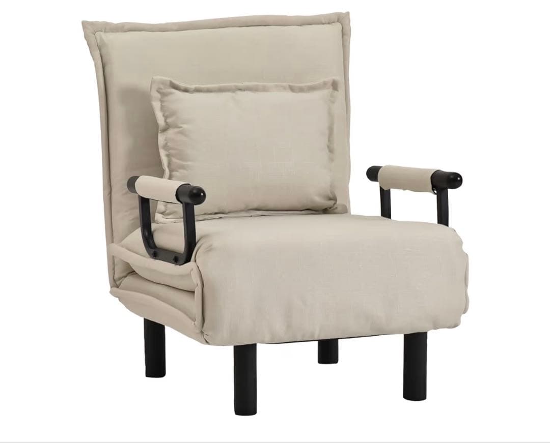 早めのお買い求め　今月中購入お値下げ❣️折りたたみベッド　ベージュ　クッション付き