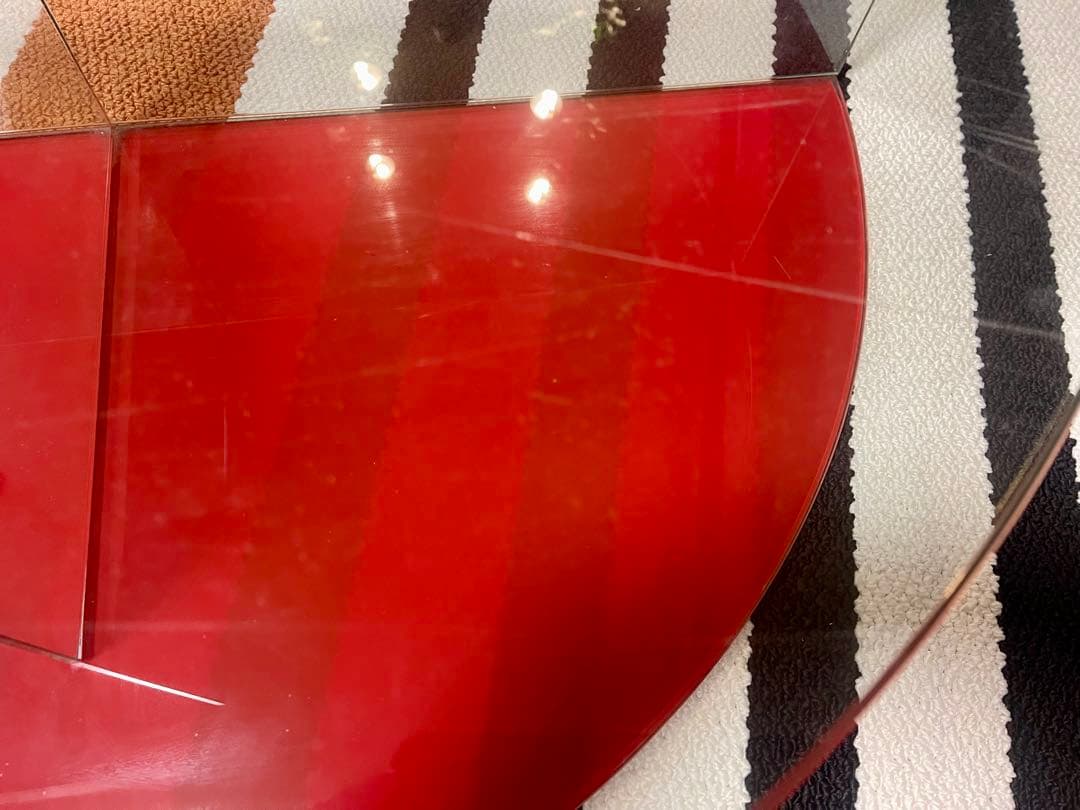ミットセンチュリー 真紅 半円 ガラス コーヒーテーブル 2WAY