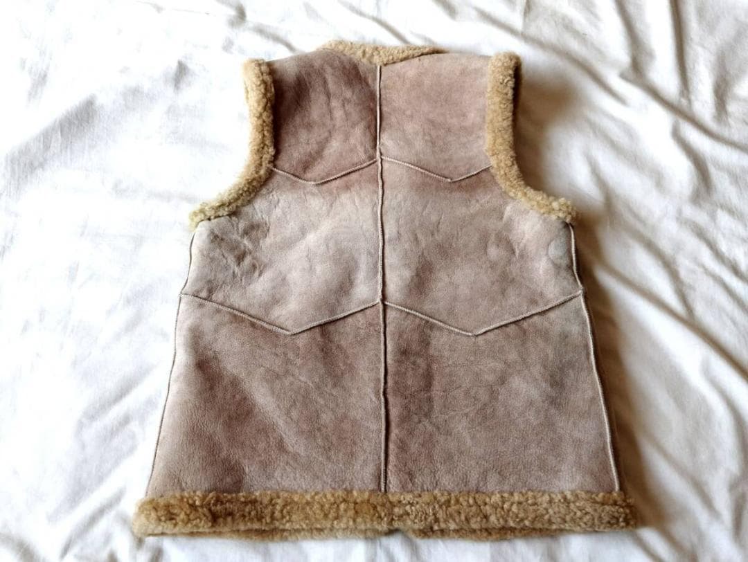 【羊革】リアルムートンパッチワークリバーシブルベスト　８０’ｓ