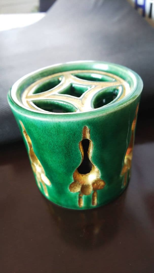 和田桐山造  七鶴透 蓋置 琴浦焼 淡々斎書付