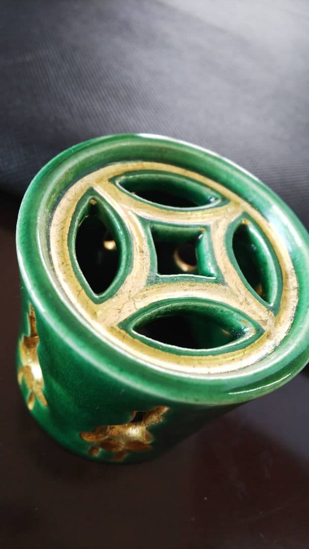 和田桐山造  七鶴透 蓋置 琴浦焼 淡々斎書付