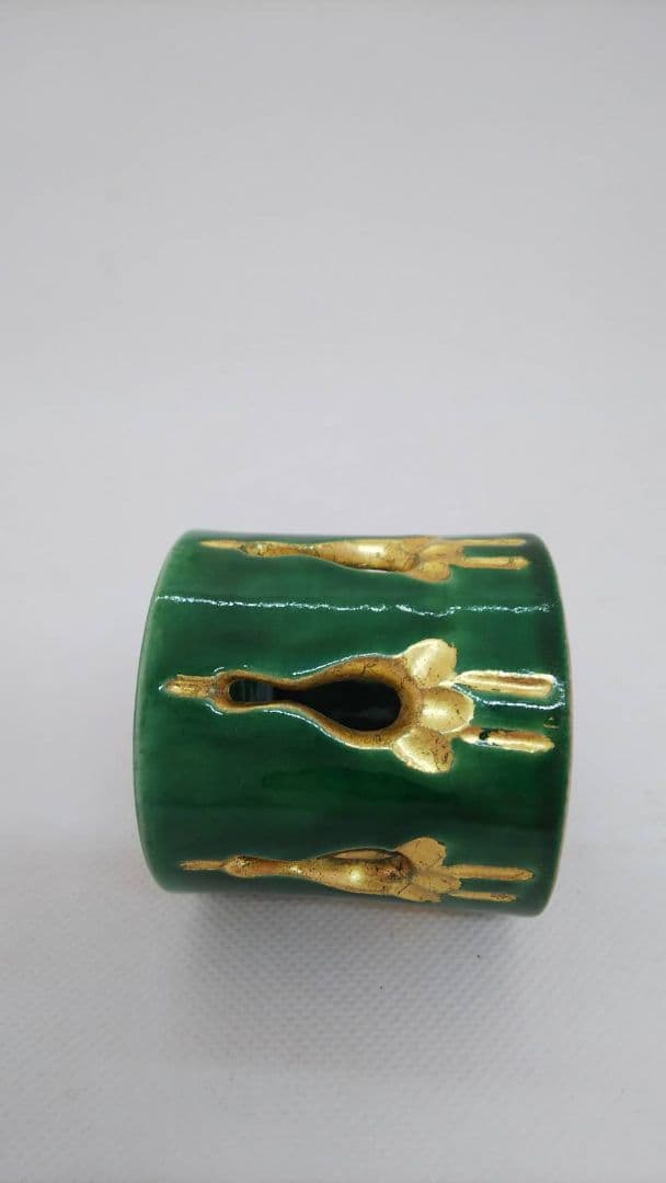 和田桐山造  七鶴透 蓋置 琴浦焼 淡々斎書付