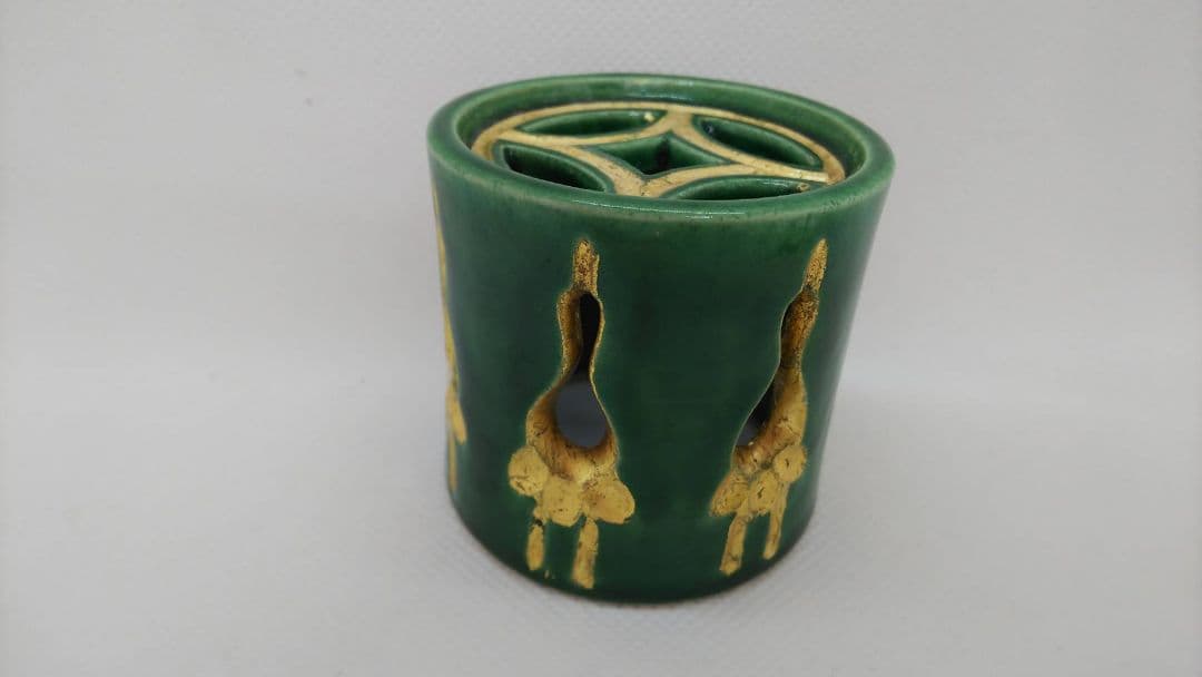 和田桐山造  七鶴透 蓋置 琴浦焼 淡々斎書付