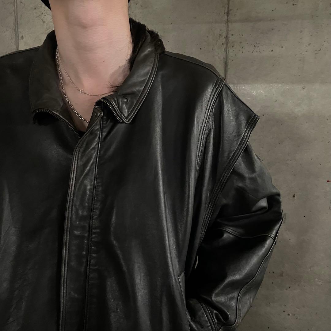 ギミック シープレザー ショート丈ブルゾン ジャケット Y2K アーカイブ 本革