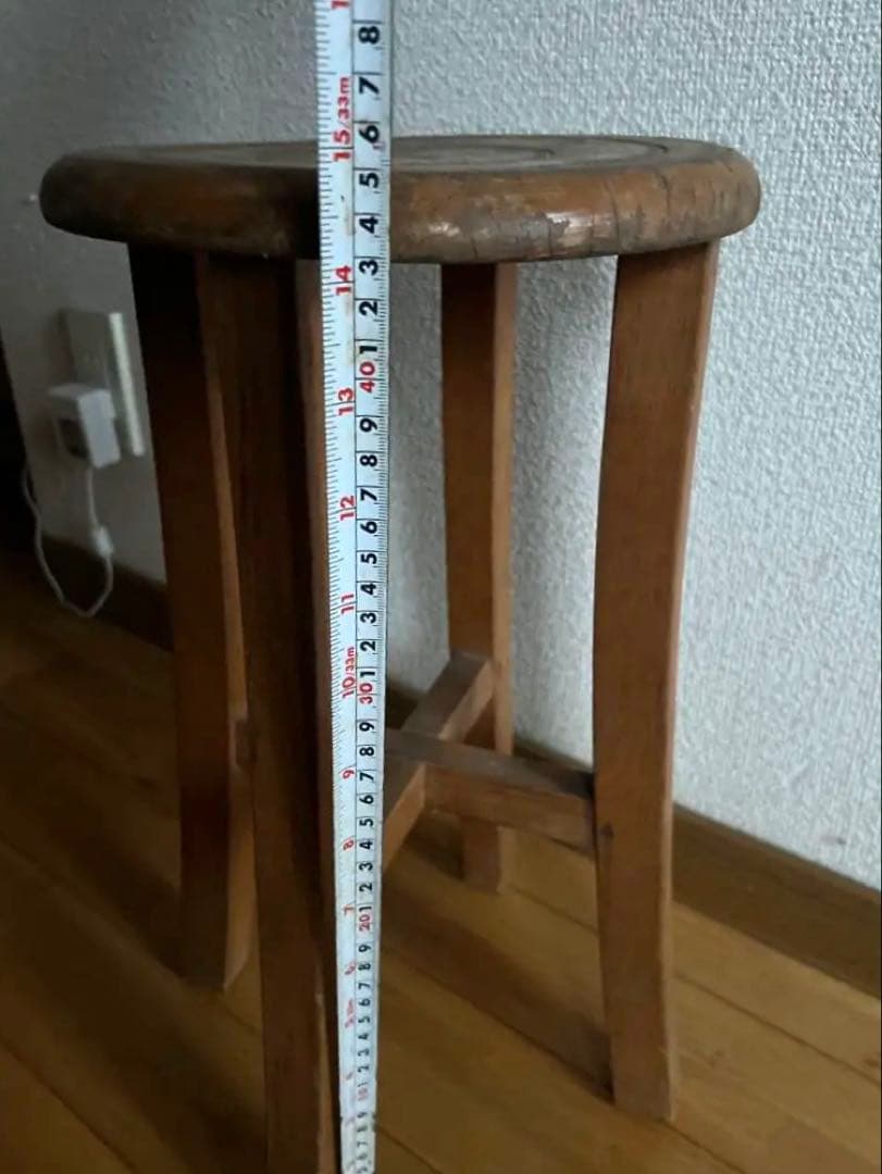 昭和レトロ 木製 スツール 丸椅子 古椅子　花台　アンティーク　古道具