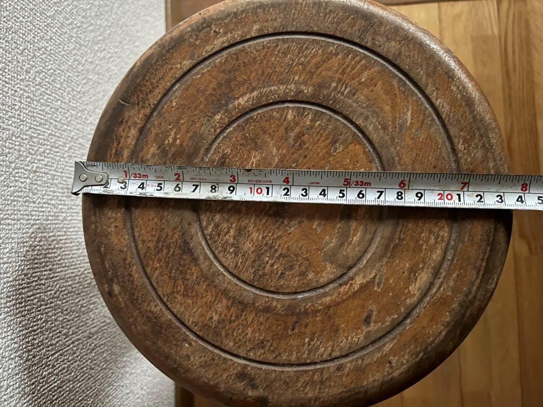 昭和レトロ 木製 スツール 丸椅子 古椅子　花台　アンティーク　古道具