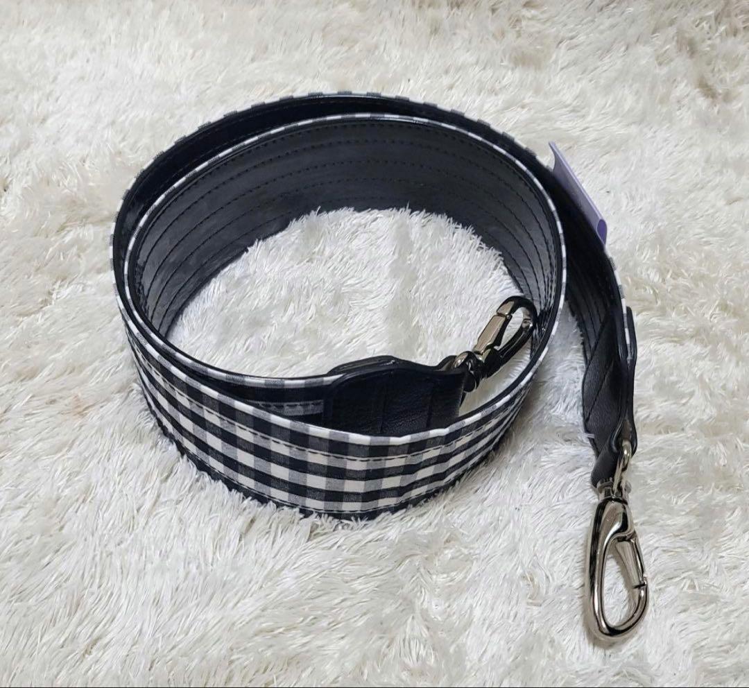 【美品】セツコサジテール　ショルダーストラップ　ギンガムチェック　ブラック 羊革