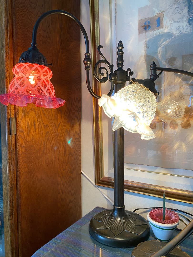 OLD FENTON レア　クランベリー　オパールセント　ガラスシェード