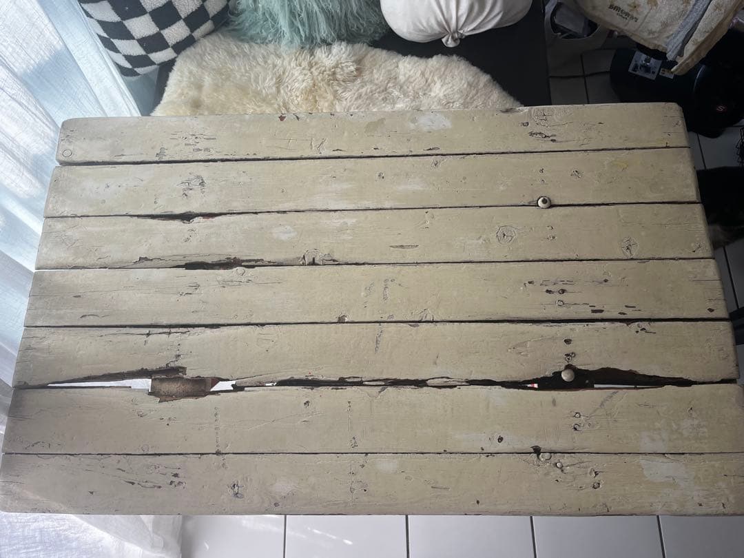 最終値下★赤い足のダイニングテーブル　アンティーク　デモデ 古家具シャビーシック