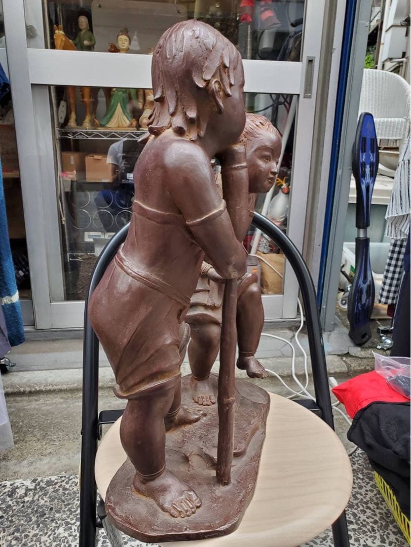 彫刻家 平野千里作 『　飛翔　』ブロンズ　検索西日暮里仏像　在銘,作家物,置物