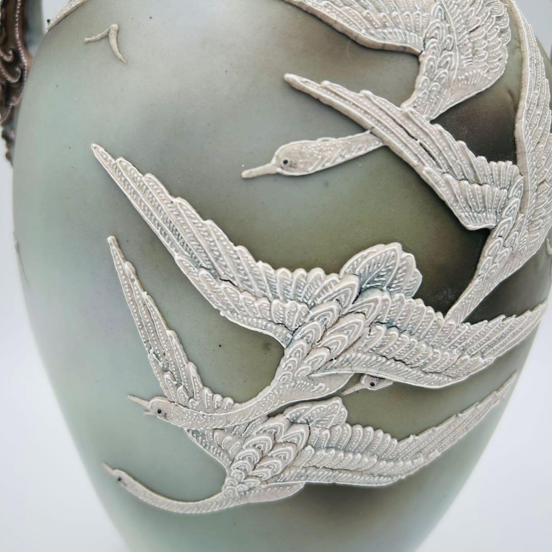 【オールドノリタケ　盛り上げフライングスワン　メープルリーフ】1891〜1911