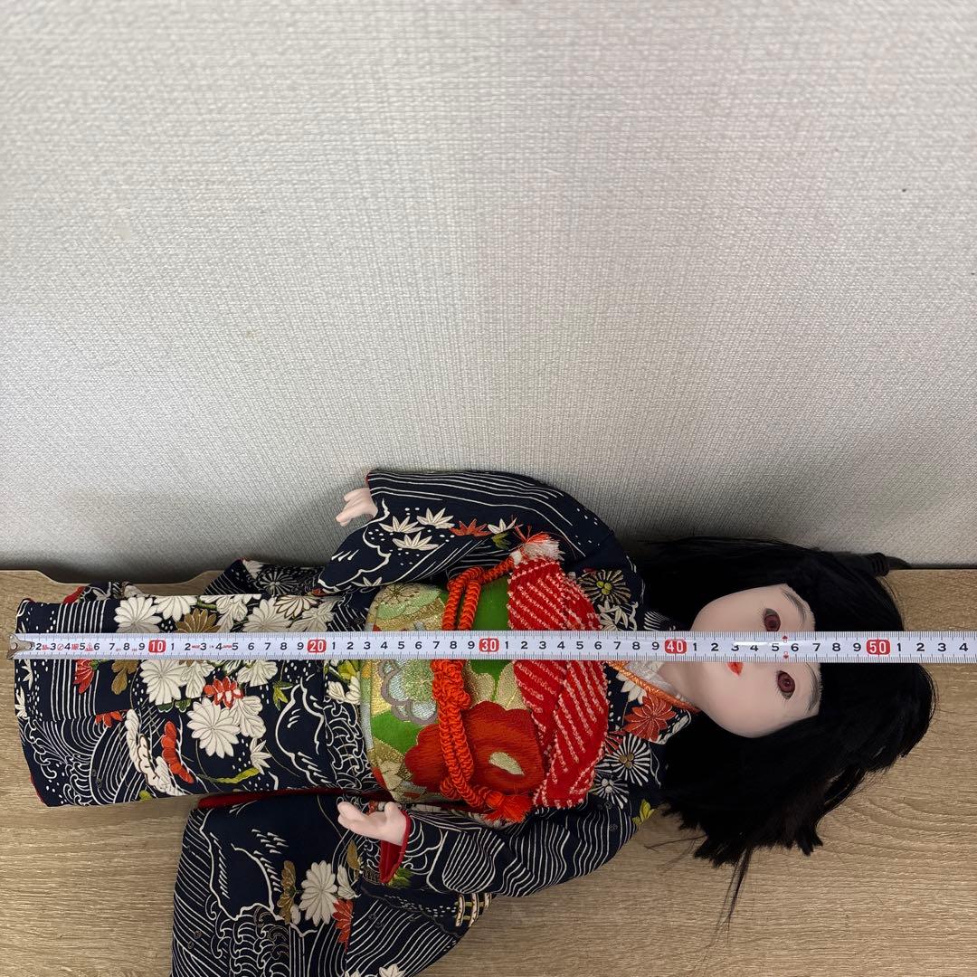 市松人形 黒髪 着物 創作人形