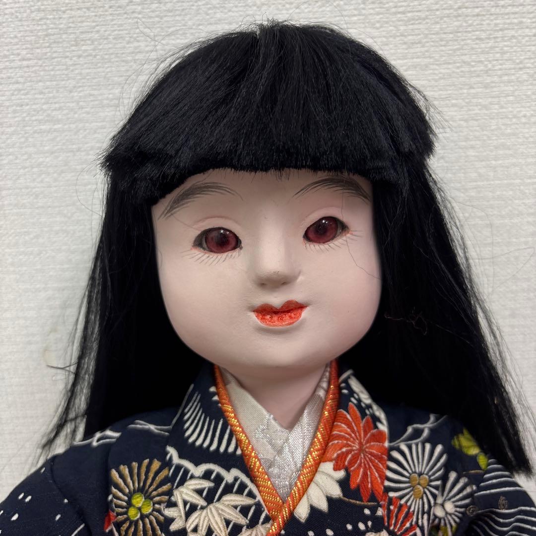 市松人形 黒髪 着物 創作人形