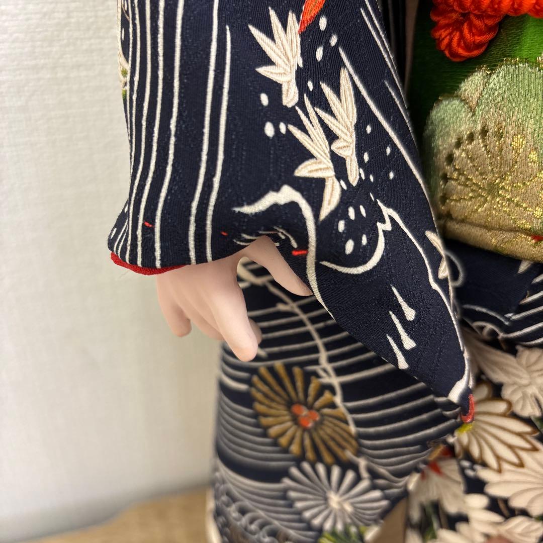 市松人形 黒髪 着物 創作人形