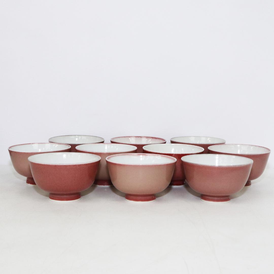 加藤泰一 辰砂 茶碗 10客 清水焼 京焼