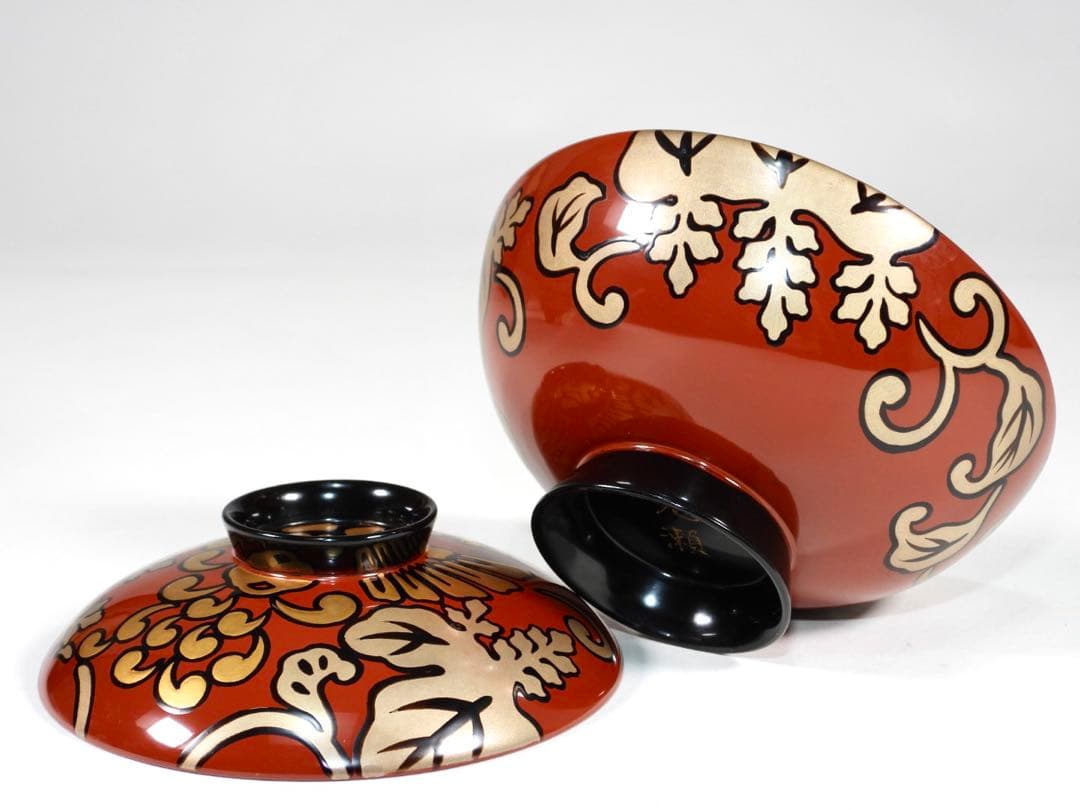 輪島塗 木製漆器 沈金 蓋椀 吸物椀 汁椀 10客　直径13cm