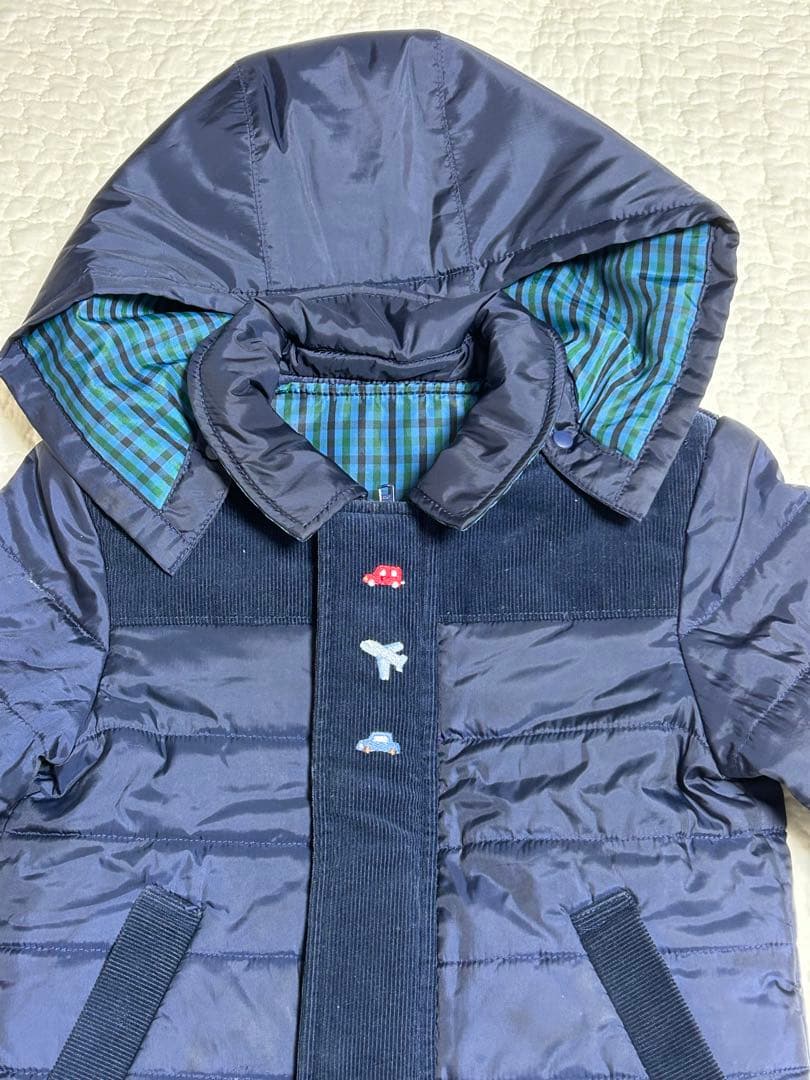 familiar ネイビー 中綿コート　90㎝　取り外しベスト付き　アウター