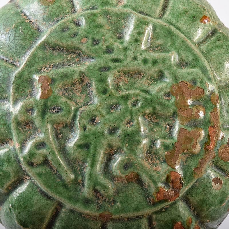 中国　漢緑釉　香合　時代箱付　C　R7980