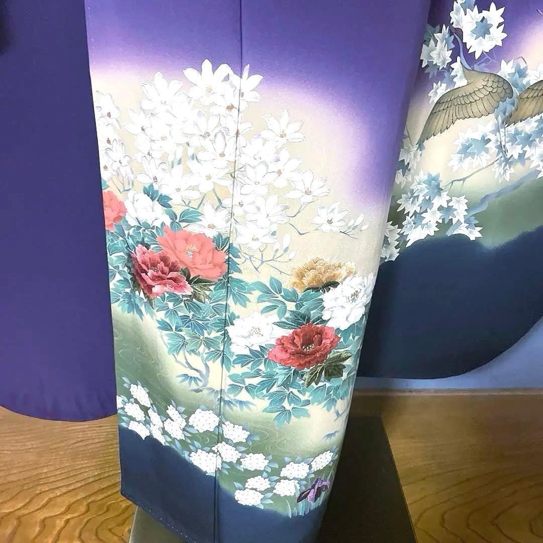 振袖フルセット　古代色の紫の友禅は、高貴で特別な色　成人式振袖　振袖　裄丈69