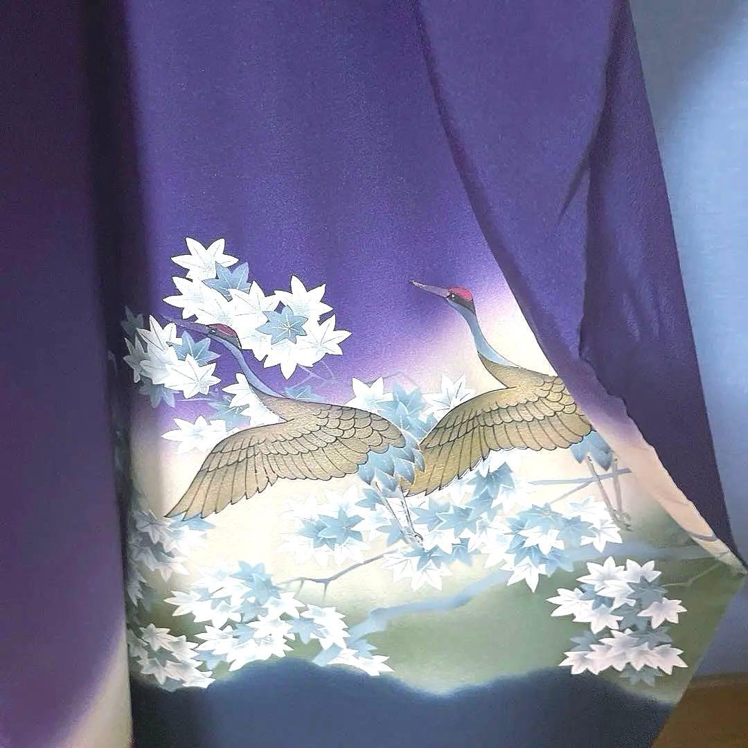 振袖フルセット　古代色の紫の友禅は、高貴で特別な色　成人式振袖　振袖　裄丈69