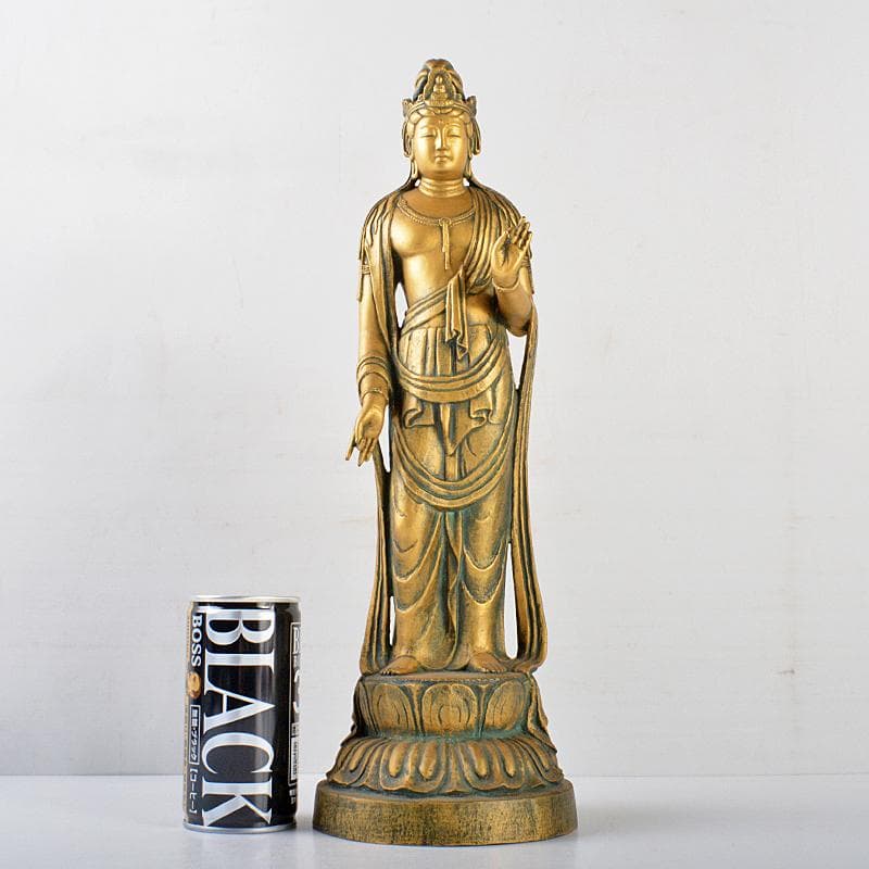 北村西望謹作　銅塗金　聖観世音菩薩像　仏像　87/1000　M　R5500