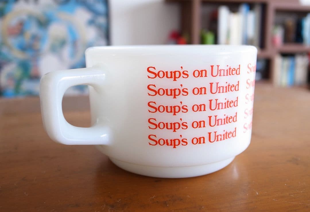 ★★ ユナイテッド航空 1970年代 耐熱ガラス製マグカップ／機内食 昭和レトロ