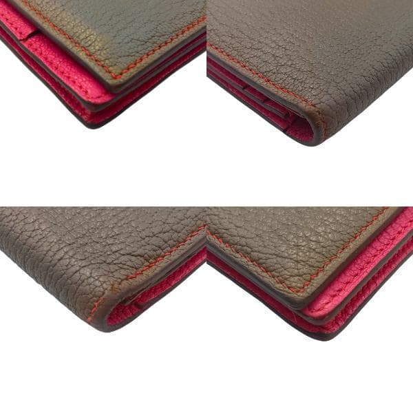 エルメス ベアンスフレ 長財布 ヴォーエプソン バイカラー グレージュ ピンク