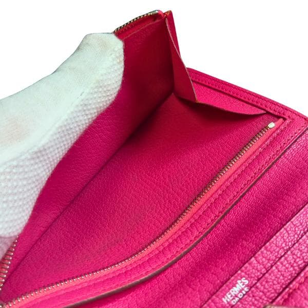 エルメス ベアンスフレ 長財布 ヴォーエプソン バイカラー グレージュ ピンク