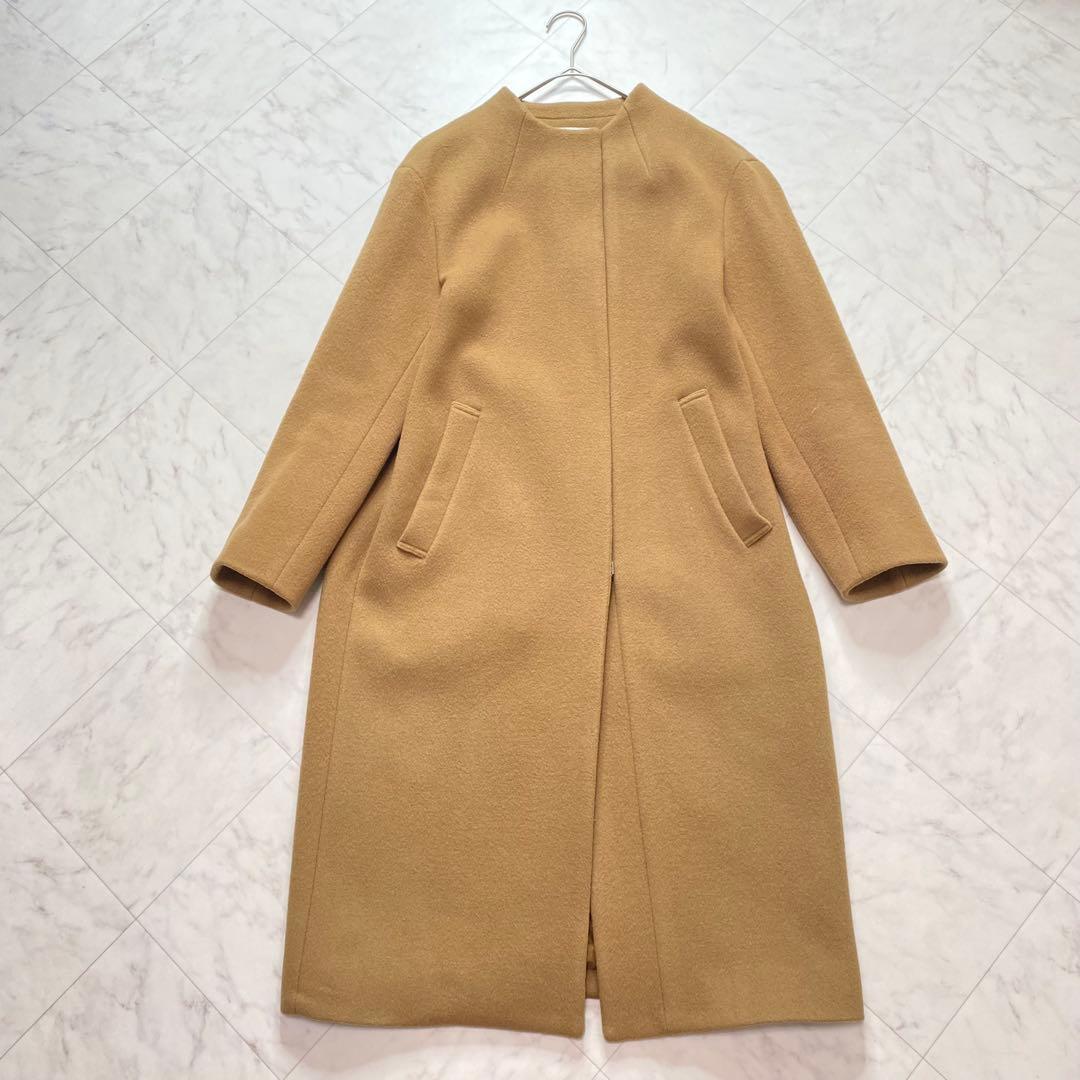 美品✨MACKINTOSH PHILOSOPHYノーカラーウールコート　キャメル