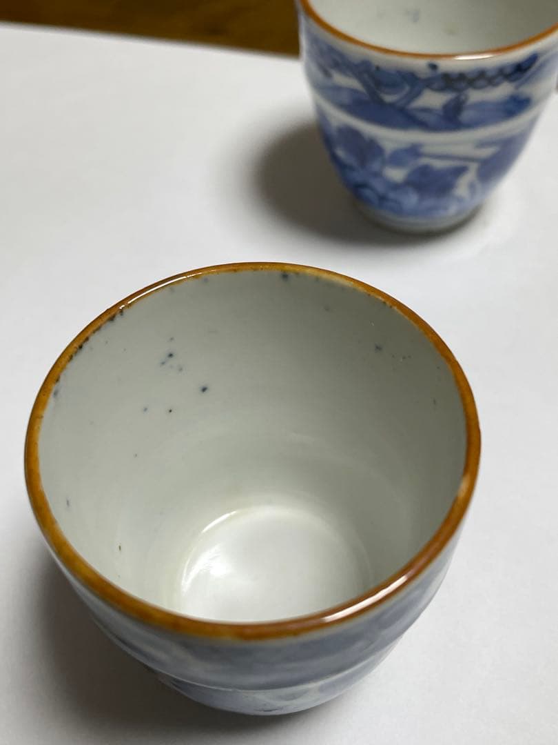 染付帯巻煎茶碗5客揃　骨董