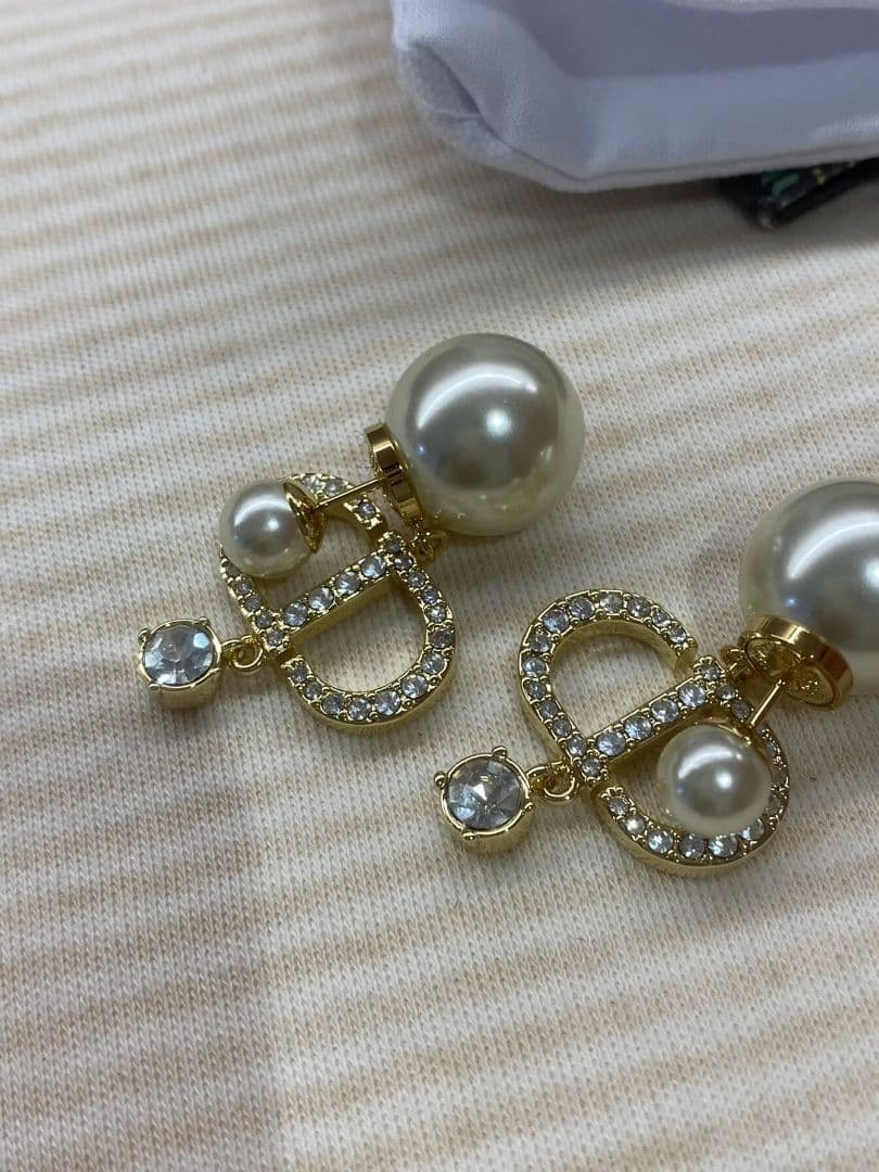ディオール DIOR メタル & クリスタル ピアス 美品