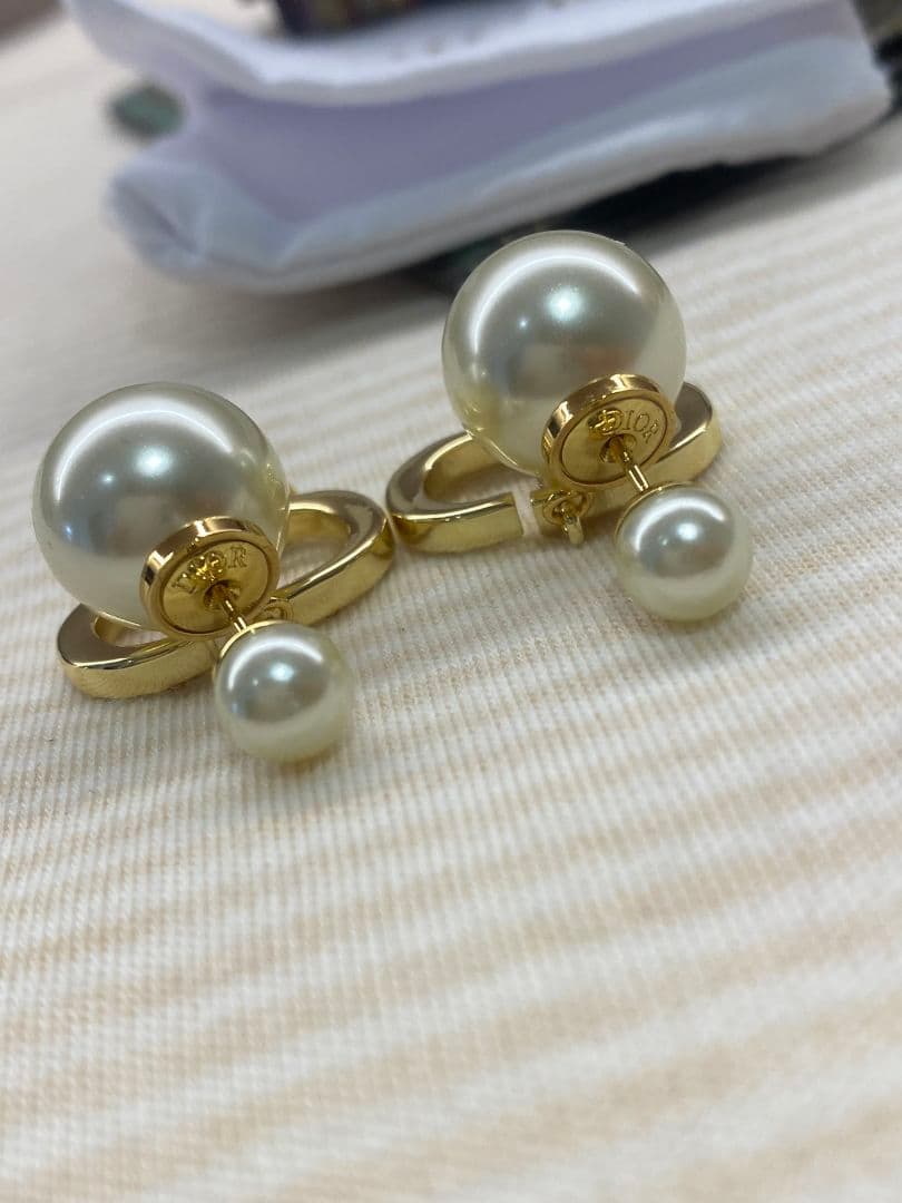 ディオール DIOR メタル & クリスタル ピアス 美品