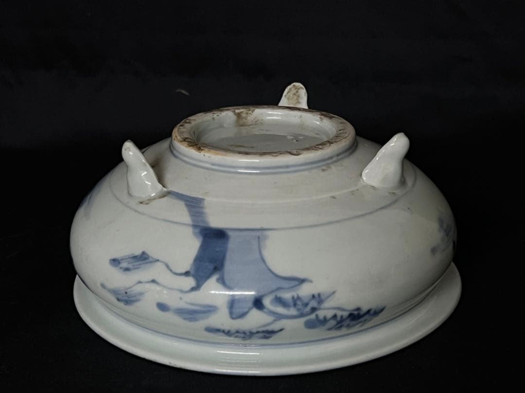 【倉庫整理品】古美術 • 染付三足香炉 • 時代物：XG--34