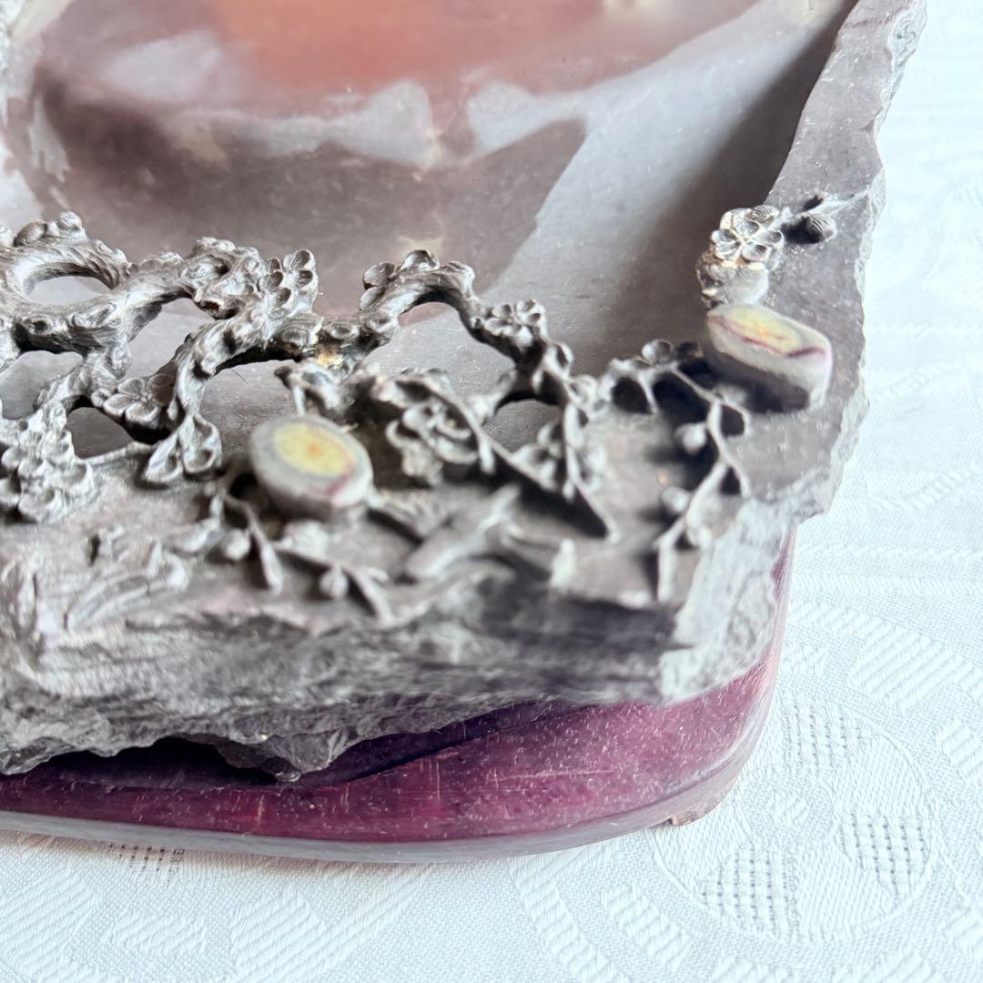 超限定出品18日20時‼️端渓硯大硯　鳥梅陽刻天然眼中國美術唐木台と蓋証明書付①