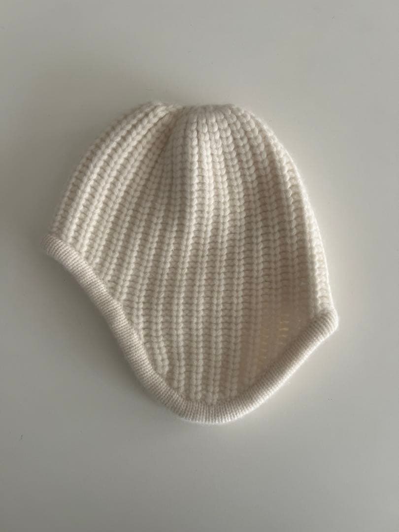 yo biotop カシミヤ100% フライトキャップ ニット帽 ホワイト