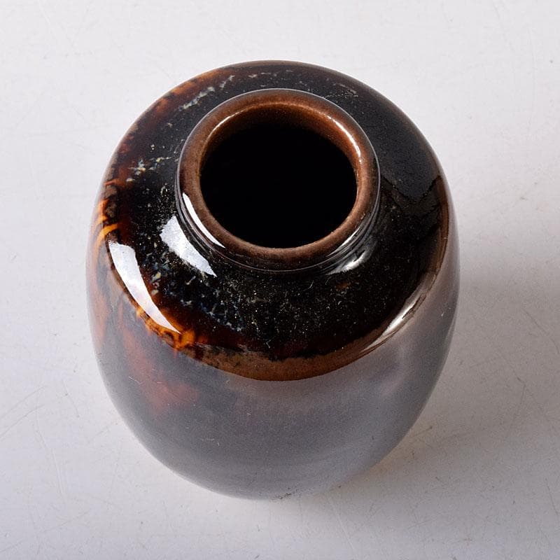 茶道具　京焼　桶谷定一作　肩衝茶入　仕覆付　共箱　V　7748