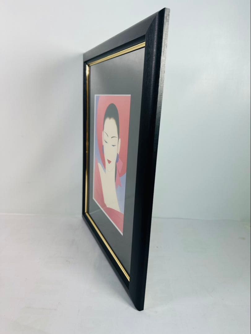 【希少品】鶴田一郎　美人画　絵画　日本女性　額入り　年代物　保管品　骨董