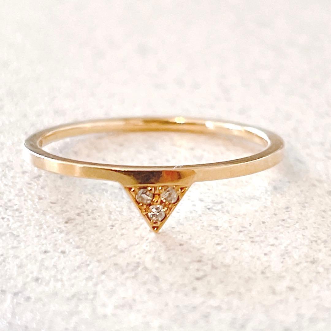 ゆ*ん様 美品 COCOSHNIK K10 トライアングル ダイヤモンドリング