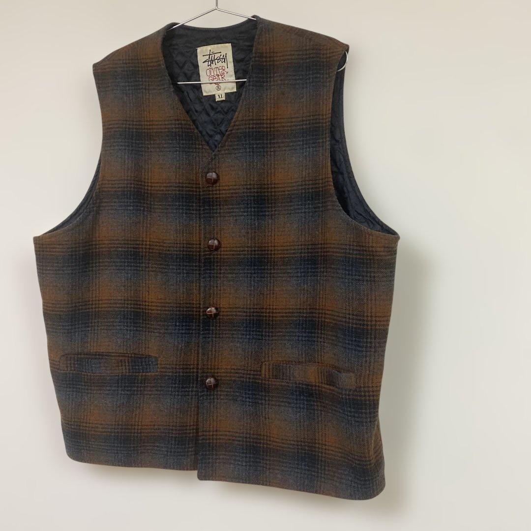 90s stussy outer gear ウールベスト オンブレ