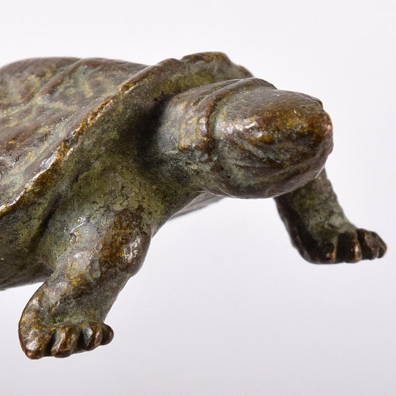 金工名品　古銅宣徳銅　亀　置物　盆景　N　8600E