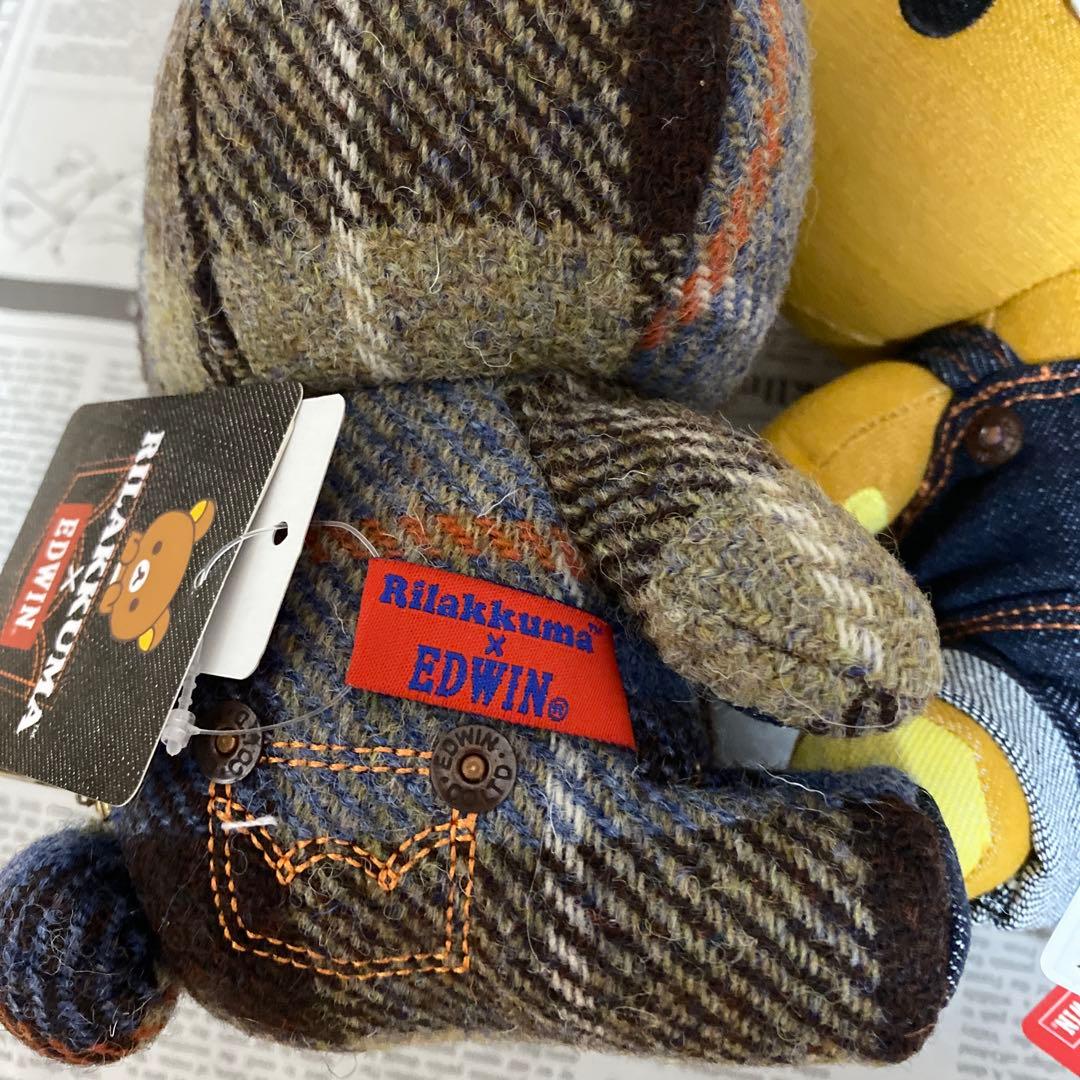 タグ付リラックマ×EDWIN エドウィン　ハリスツイードぬいぐるみ3体セット