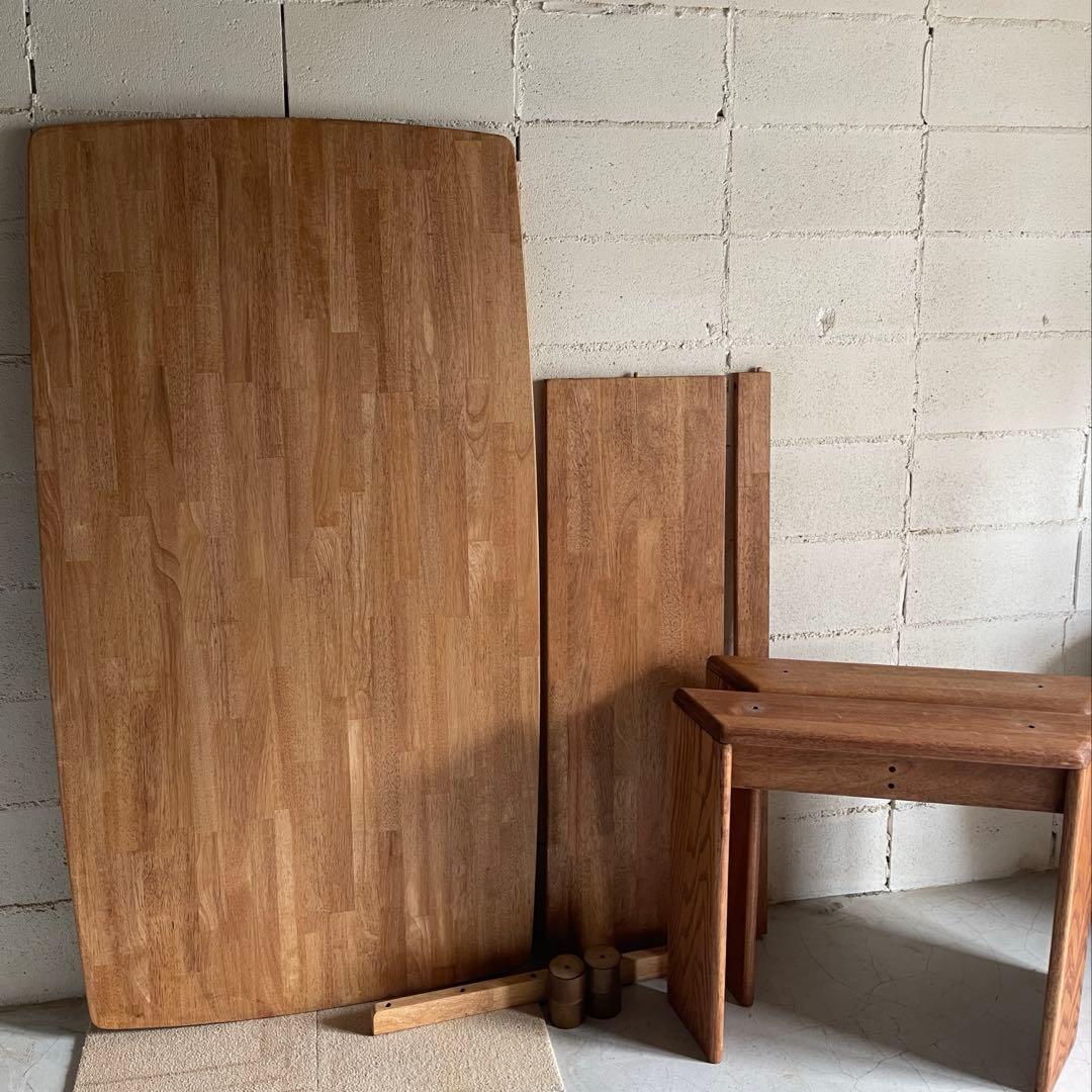 天然木無垢材　ダイニングテーブル　高さ2段階可　ハイセンス　モダン